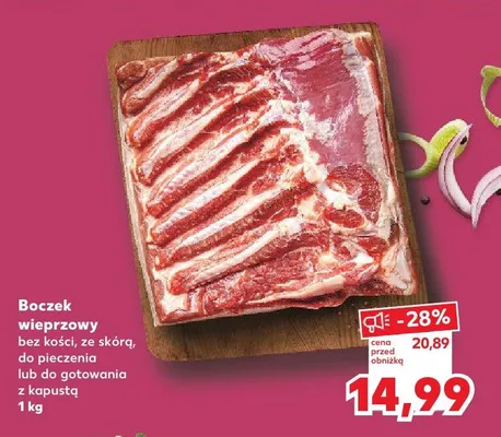 Boczek wieprzowy bez kości ze skórą promocja w Kaufland