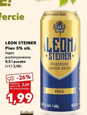 Piwo lager, pasteryzowane promocja w Kaufland