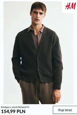 Kardigan z szenili Relaxed Fit H & M promocja w H&M