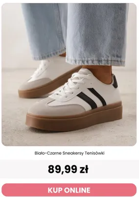 Biało-czarne sneakersy tenisówki Reneé promocja w Renee