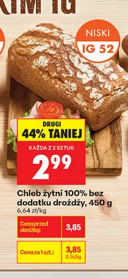 Chleb żytni 100% bez dodatku drożdży promocja w Biedronka