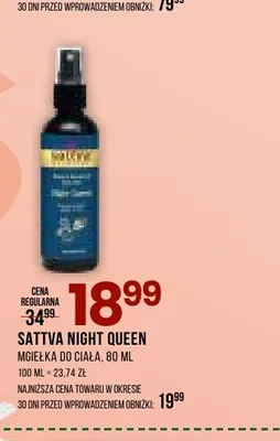 Mgiełka do ciała Sattva Night Queen promocja w Drogerie Natura