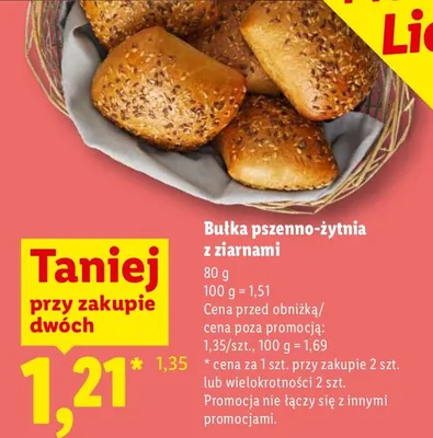 Bułka pszenno-żytnia z ziarnami promocja w Lidl