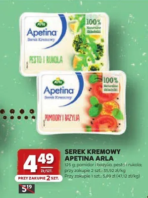 Serek kremowy pesto i rukola Apetina Arla promocja w Stokrotka