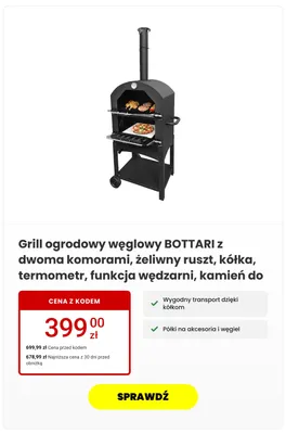 Grill ogrodowy węglowy Bottari z dwoma komorami promocja w Media Expert