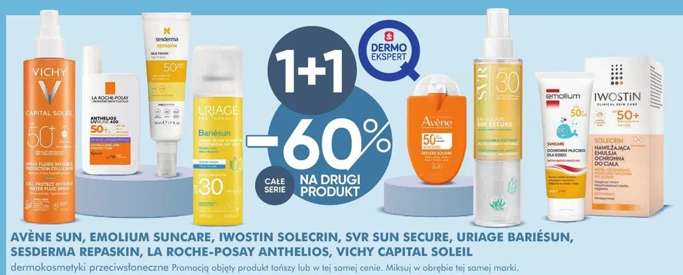 Dermokosmety przeciwsłoneczne Avene Sun, Emolium Suncare, Iwostin Solecrin, SVR Sun Secure, Uriage Bariésun, Sesderma Repaskin, La Roche-Posay Anthelios, Vichy Capital Soleil promocja w Super-Pharm