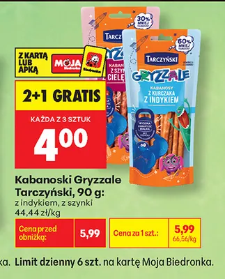 Kabanoski Gryzzale z szynki Tarczyński promocja w Biedronka