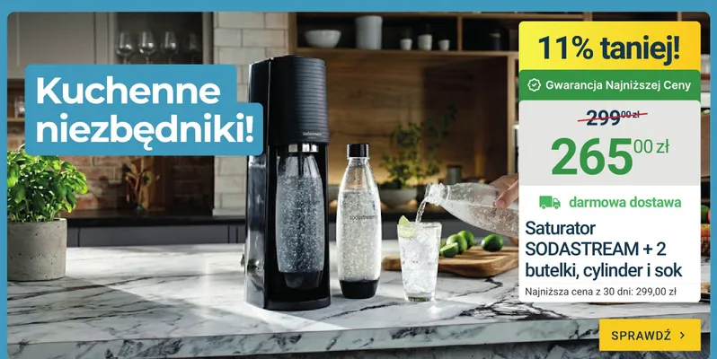Saturator SODASTREAM + 2 butelki, cylinder i sok promocja w ERLI