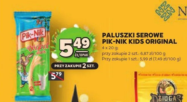 Paluszki serowe pik-nik kids original promocja w Stokrotka