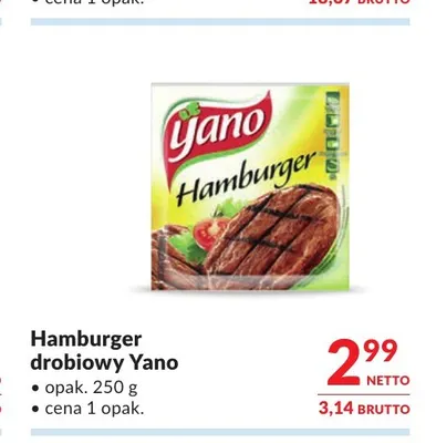Hamburger drobiowy Yano promocja w Makro