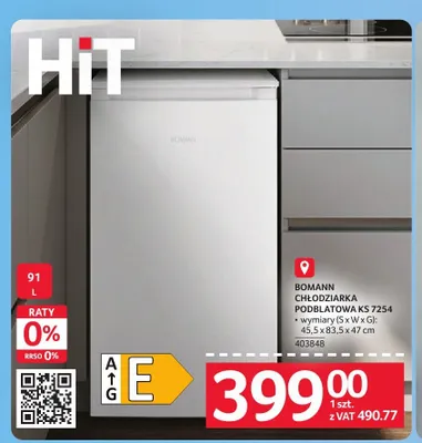 Chłodziarka podblatowa Bomann KS 7254 promocja w Selgros