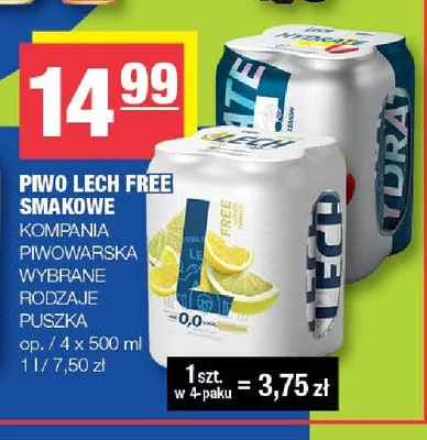 Piwo bezalkoholowe Lech Free smakowe 4-pak 500 ml promocja w SPAR
