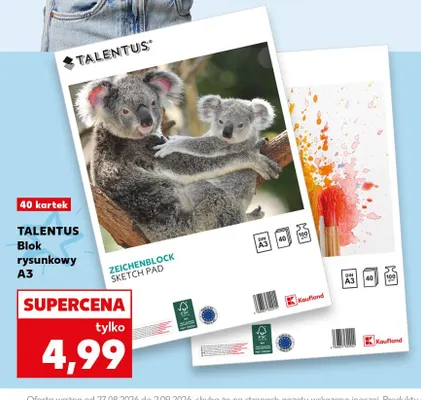 Blok rysunkowy A3 Talentus promocja w Kaufland