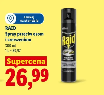 Spray przeciw osom i szerszeniom Raid promocja w Lidl