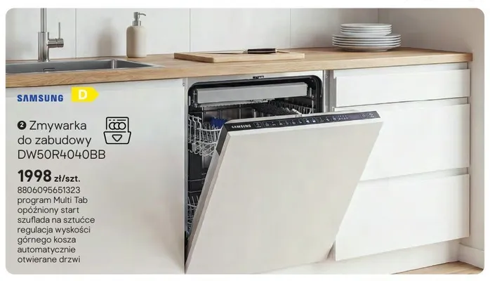 Zmywarka do zabudowy SAMSUNG DW50R4040BB promocja w Castorama