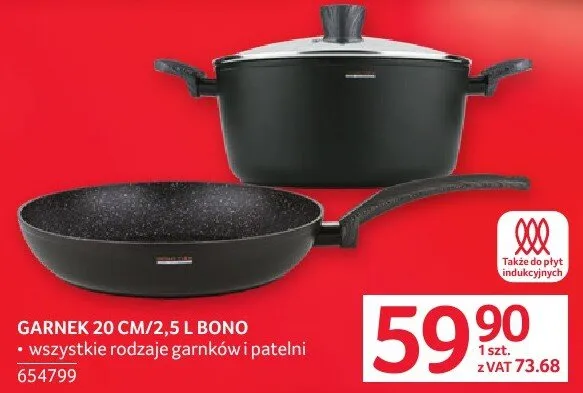 Garnek 20 cm/2,5 l Bono większe rodzaje garników i patelni promocja w Selgros