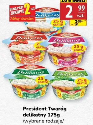 Twaróg delikatny President z ziołami promocja w API Market