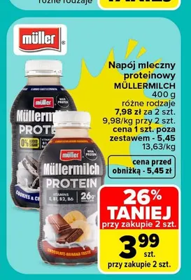 Napój mleczny proteinowy Cookies & Cream Müllermilch promocja w Carrefour