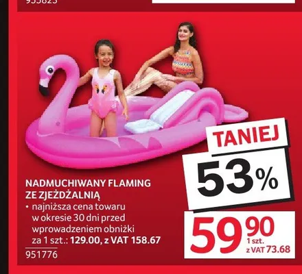 Nadmuchiwany flaming ze zjeżdżalnią promocja w Selgros
