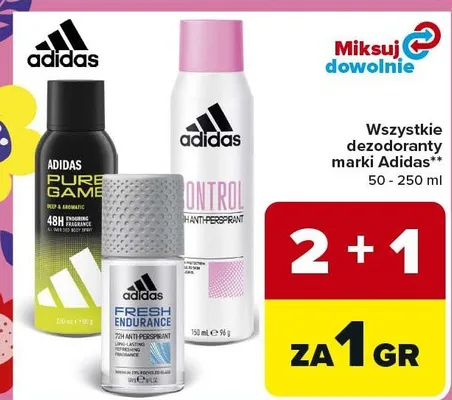 Wszystkie dezodoranty marki Adidas promocja w Carrefour