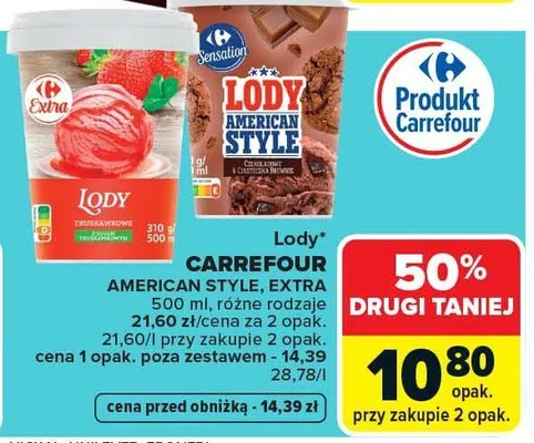 Lody Carrefour American Style, Extra różne rodzaje promocja w Carrefour