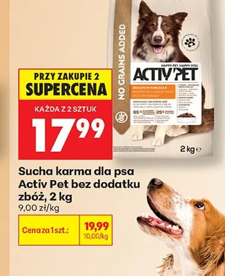 Sucha karma dla psa Activ Pet bez dodatku zbóż 2kg promocja w Biedronka