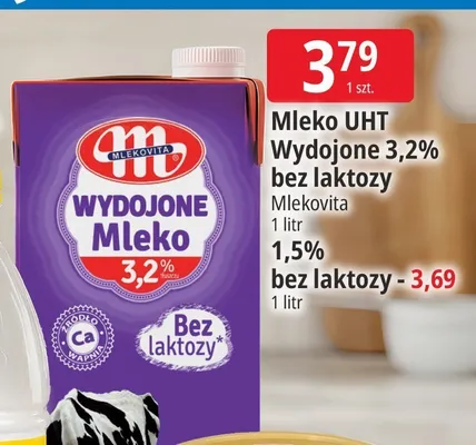 Mleko UHT Wydojone 3,2% bez laktozy Mlekovita promocja w Leclerc