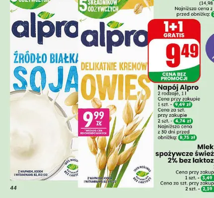 Napój owsiany Alpro promocja w Dino