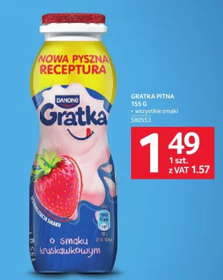 Jogurt pitny Gratka o smaku truskawkowym promocja w Selgros