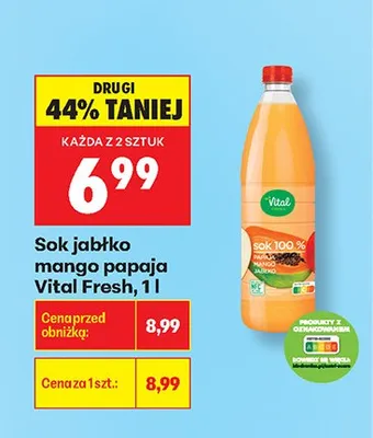 Sok jabłko mango papaja Vital Fresh promocja w Biedronka