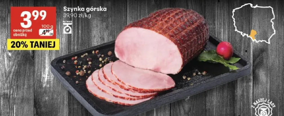 Szynka górska promocja w Delikatesy Centrum