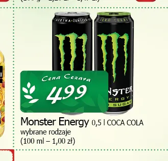 Napój energetyczny Monster Energy Zero Sugar promocja w CEZAR Delikatesy