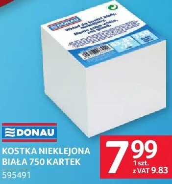 Kostka nieklejona biała Donau 750 kartek promocja w Selgros