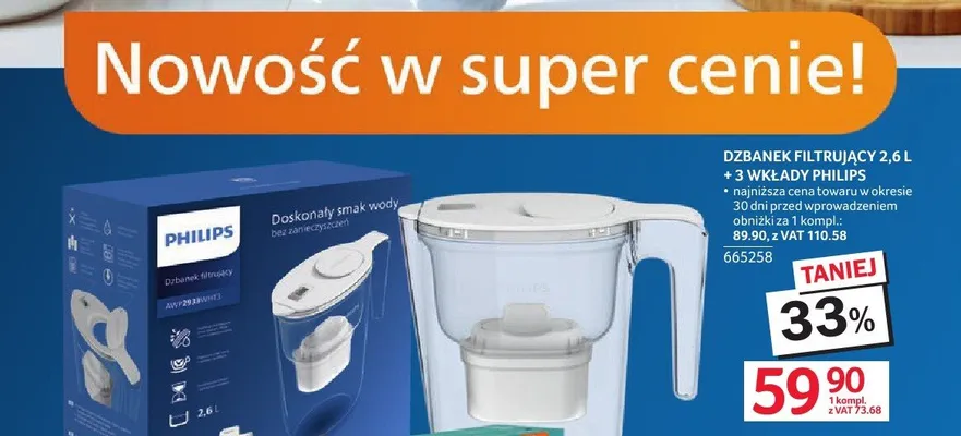 Dzbanek filtrujący PHILIPS 2,6l + 3 wkłady promocja w Selgros