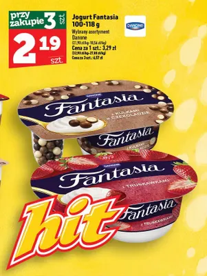 Jogurt Fantasia z kulkami w czekoladzie Danone promocja w TOPAZ