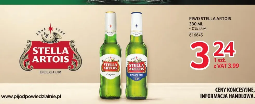 Piwo Stella Artois 5% promocja w Selgros