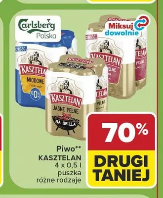 Piwo Kasztelan Jasne Pełne 4-pak promocja w Carrefour