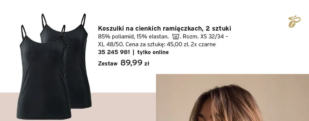 Koszulki na cienkich ramiączkach 2-pak Tchibo promocja w Tchibo