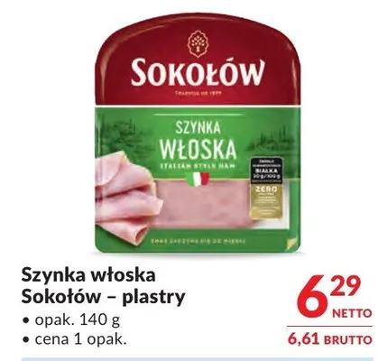 Szynka włoska Sokołów - plastry promocja w Makro