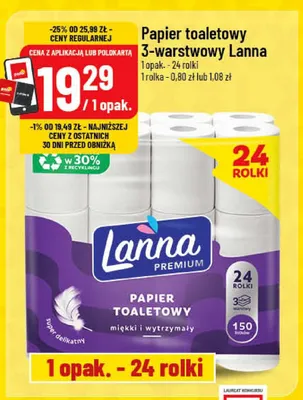 Papier toaletowy 3-warstwowy Lanna Premium promocja w POLOmarket
