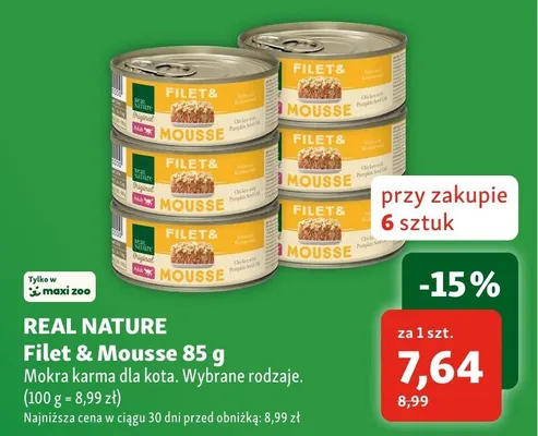 Mokra karma dla kota Real Nature Filet & Mousse promocja w MAXI ZOO