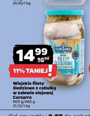 Wiejskie filety śledziowe z cebulką w zalewie olejowej Corsarro promocja w Netto
