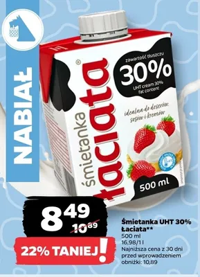 Śmietanka UHT 30% Łaciata promocja w Netto