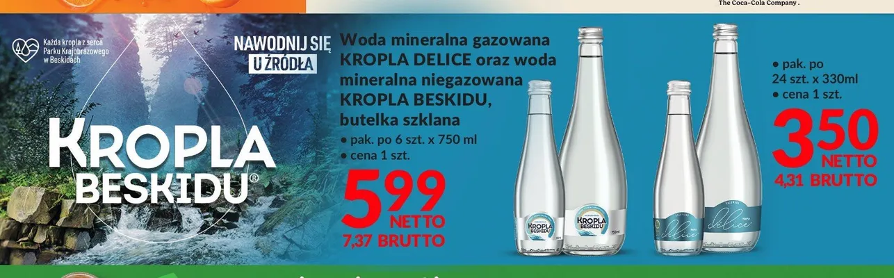 Woda mineralna gazowana Kropla Delice promocja w Makro
