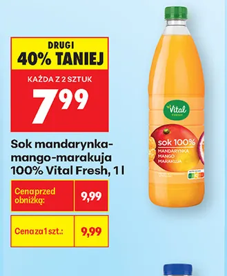 Sok mandarynka-mango-marakuja Vital Fresh 100% promocja w Biedronka