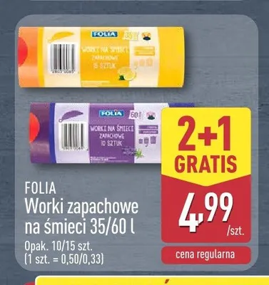 Worki zapachowe na śmieci 35l FOLIA promocja w Aldi