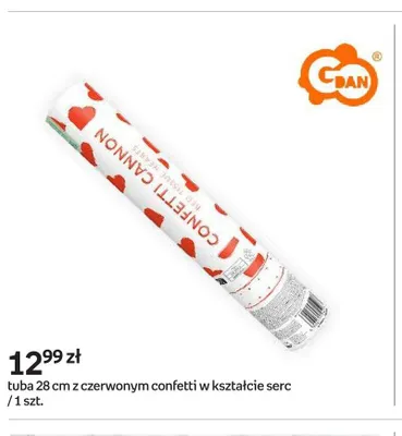 Tuba 28 cm z czerwonym confetti w kształcie serc promocja w Empik