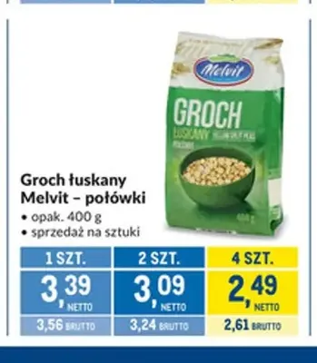 Groch łuskany Melvit połówki promocja w Makro