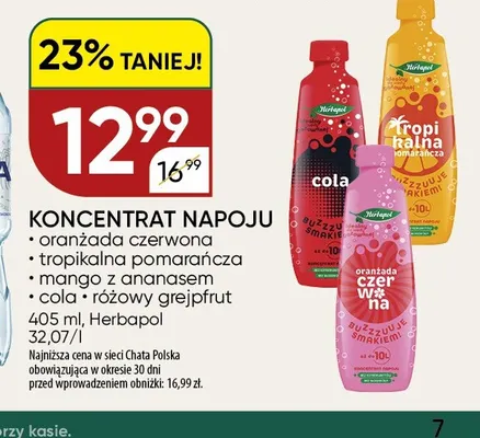 Koncentrat napoju oranżada czerwona Herbapol promocja w Chata Polska