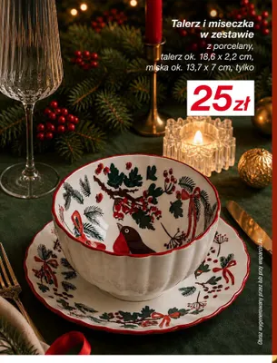 Zestaw talerz i miseczka z porcelany promocja w KiK